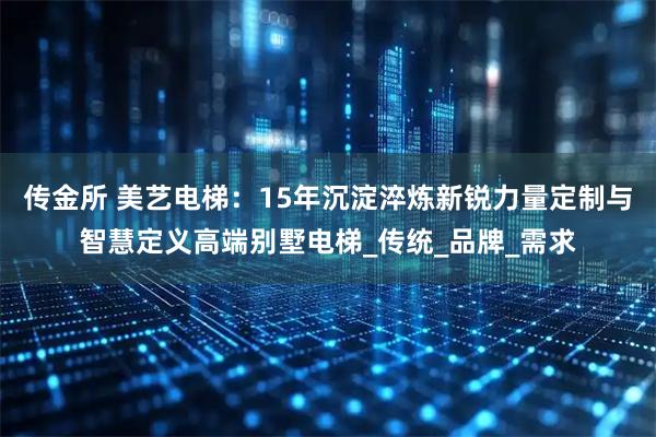传金所 美艺电梯：15年沉淀淬炼新锐力量定制与智慧定义高端别墅电梯_传统_品牌_需求